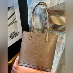 Kate spade new York glitter tote bag. Rose gold handbag.